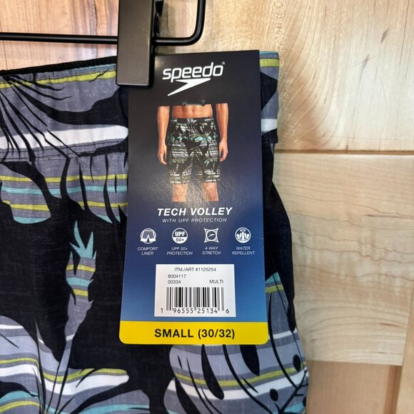NWT Speedo Tech Volley Swim Shorts Small 30/32 Boxer Brief Liner UPF50+ Stretch - Picture 3 of 8
